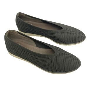Eileen Fisher Heaven Shoes Women Sz 9.5 Charcoal Gray Knit Comfort Wedge Loafers